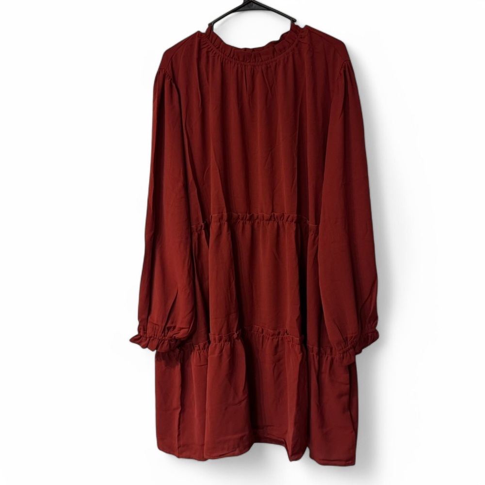LuLaRoe Red Annabelle Ruffle Tiered Long Sleeve Boho Peasant Dress Size 3XL NWT